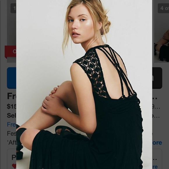 Free People Afternoon Delight Crochet Black Maxi - Picture 8 of 9